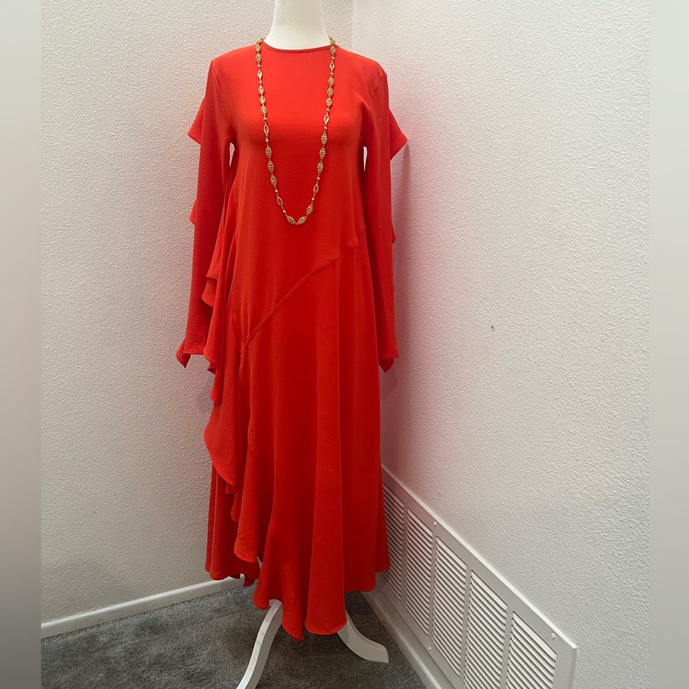 Zara Red Ruffles Long Dress - Picture 6 of 14